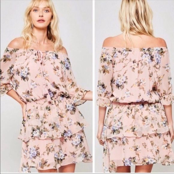 BLUSH FLORAL RUFFLE DRESS - Picture 3 of 3